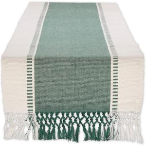 imageDII Dobby Stripe Woven Table Runner 13x108 13x1135 Fringe Included Mineral GrayDark Green