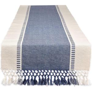 imageDII Dobby Stripe Woven Table Runner 13x108 13x1135 Fringe Included Mineral GrayFrench Blue