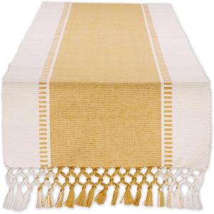 imageDII Dobby Stripe Woven Table Runner 13x108 13x1135 Fringe Included Mineral GrayHoney Gold