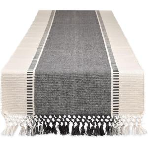imageDII Dobby Stripe Woven Table Runner 13x108 13x1135 Fringe Included Mineral GrayMineral Gray