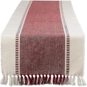 imageDII Dobby Stripe Woven Table Runner 13x108 13x1135 Fringe Included Mineral GrayRedwood