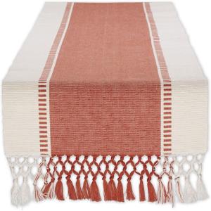 imageDII Dobby Stripe Woven Table Runner 13x108 13x1135 Fringe Included Mineral GraySpice