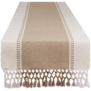 imageDII Dobby Stripe Woven Table Runner 13x108 13x1135 Fringe Included Mineral GrayStone Brown