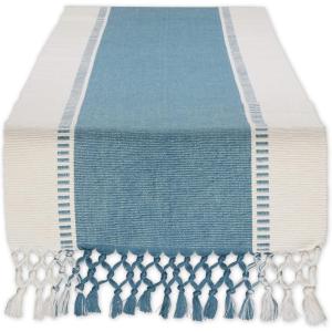 imageDII Dobby Stripe Woven Table Runner 13x108 13x1135 Fringe Included Mineral GrayStorm Blue