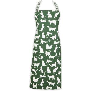 imageDII Everyday Pets Kitchen Collection Chef Apron Large Pockets ampamp AdjustableHunter Green Cat Print