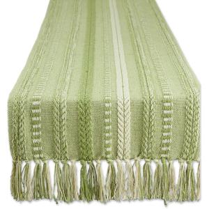 imageDII Farmhouse Braided Stripe Table Runner Collection 15x72 15x77 Fringe Included Navy BlueAntique Green