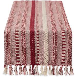 imageDII Farmhouse Braided Stripe Table Runner Collection 15x72 15x77 Fringe Included Navy BlueBarn Red