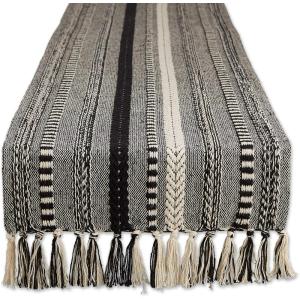 imageDII Farmhouse Braided Stripe Table Runner Collection 15x72 15x77 Fringe Included Navy BlueBlack
