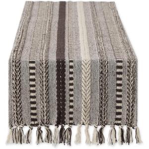 imageDII Farmhouse Braided Stripe Table Runner Collection 15x72 15x77 Fringe Included Navy BlueDark Brown