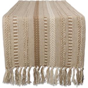 imageDII Farmhouse Braided Stripe Table Runner Collection 15x72 15x77 Fringe Included Navy BlueStone
