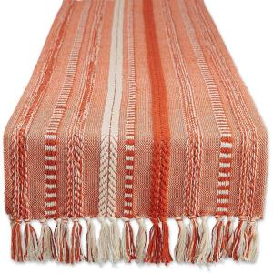 imageDII Farmhouse Braided Stripe Table Runner Collection 15x72 15x77 Fringe Included Navy BlueVintage Red