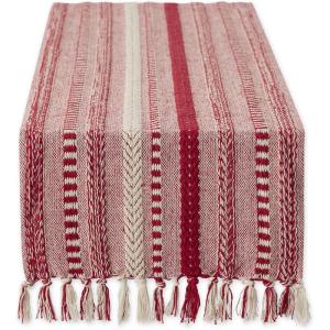 imageDII Farmhouse Braided Stripe Table Runner Collection 15x72 15x77 Fringe Included Navy BlueWine