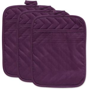 imageDII Heat Resistant Quilted Cotton Pot Holder Set Designed with Space to Personalize Allowing a Customized Design 7x9 Black 3 CountEggplant