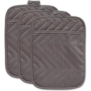 imageDII Heat Resistant Quilted Cotton Pot Holder Set Designed with Space to Personalize Allowing a Customized Design 7x9 Black 3 CountGray