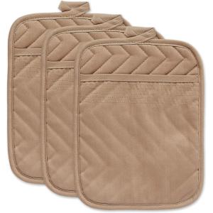 imageDII Heat Resistant Quilted Cotton Pot Holder Set Designed with Space to Personalize Allowing a Customized Design 7x9 Black 3 CountStone
