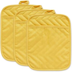 imageDII Heat Resistant Quilted Cotton Pot Holder Set Designed with Space to Personalize Allowing a Customized Design 7x9 Black 3 CountYellow