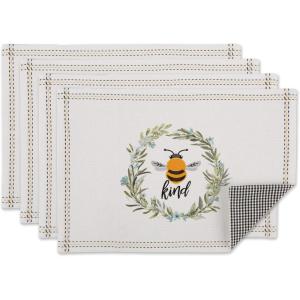 imageDII Honey Bee Collection Kitchen Reversible Table Runner 14x72Reversible Placemat Set  13x19