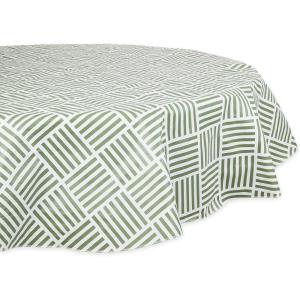 imageDII IndoorOutdoor Vinyl Tabletop Collection Grid Pattern Flannel Backed Tablecloth 70quot Round NavyArtichoke Green