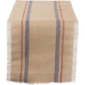 imageDII Jute Burlap Collection Kitchen Tabletop Table Runner 14x72 Double Border Barn RedDouble Border BlueRed