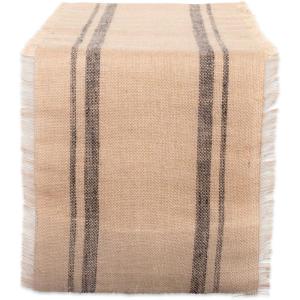 imageDII Jute Burlap Collection Kitchen Tabletop Table Runner 14x72 Double Border Barn RedDouble Border Gray