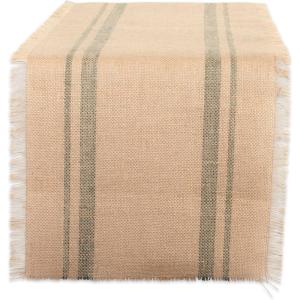 imageDII Jute Burlap Collection Kitchen Tabletop Table Runner 14x72 Double Border Barn RedDouble Stripe Artichoke