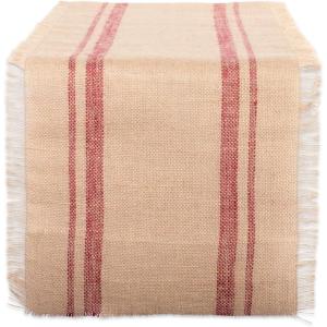 imageDII Jute Burlap Collection Kitchen Tabletop Table Runner 14x72 Double Border Barn RedDouble Stripe Red