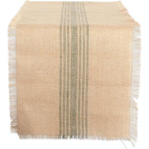 imageDII Jute Burlap Collection Kitchen Tabletop Table Runner 14x72 Double Border Barn RedMiddle Stripe Artichoke