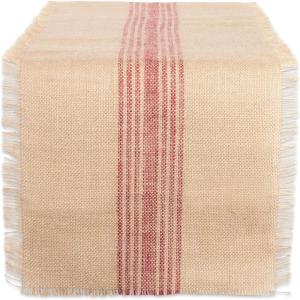 imageDII Jute Burlap Collection Kitchen Tabletop Table Runner 14x72 Double Border Barn RedMiddle Stripe Barn Red