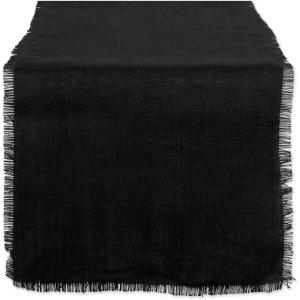 imageDII Jute Burlap Collection Kitchen Tabletop Table Runner 14x72 Double Border Barn RedSolid Black