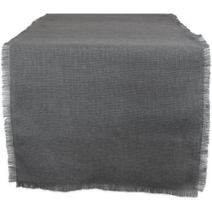 imageDII Jute Burlap Collection Kitchen Tabletop Table Runner 14x72 Double Border Barn RedSolid Gray
