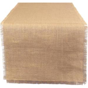 imageDII Jute Burlap Collection Kitchen Tabletop Table Runner 14x72 Double Border Barn RedSolid Natural