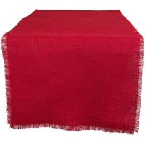 imageDII Jute Burlap Collection Kitchen Tabletop Table Runner 14x72 Double Border Barn RedSolid Red
