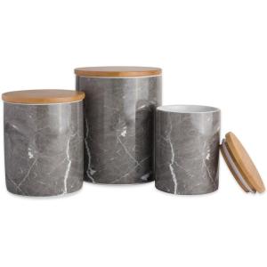 imageDII Kitchen Accessories Collection Ceramic Canister Set 45 Cup3 Cup125 Cup White MarbleBlack Marble