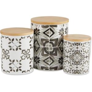 imageDII Kitchen Accessories Collection Ceramic Canister Set 45 Cup3 Cup125 Cup White MarbleBlack Tile