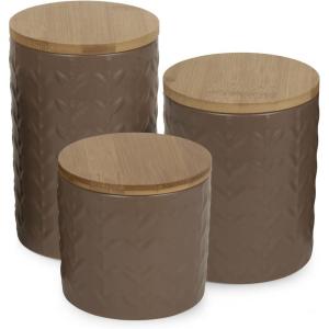imageDII Kitchen Accessories Collection Textured Matte Ceramic Canister Set Mushroom Vine 3 PieceMushroom