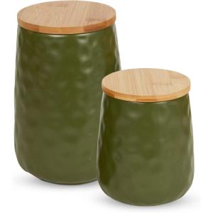 imageDII Kitchen Accessories Collection Textured Matte Ceramic Canister Set Mushroom Vine 3 PieceSage