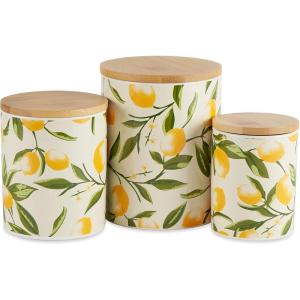 imageDII Kitchen Ceramics Collection Canister Set Floral Tile 3 PieceLemon Bliss