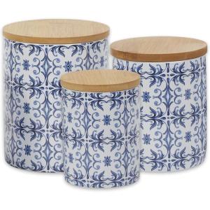 imageDII Kitchen Ceramics Collection Canister Set Floral Tile 3 PiecePortuguese Tile