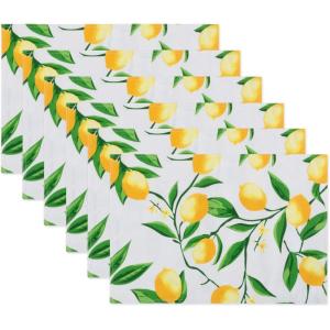 imageDII Lemon Bliss Outdoor Tabletop Collection Stain Resistant ampamp Waterproof Table Runner Table Runner 14x72Reversible Placemat Set  13x19