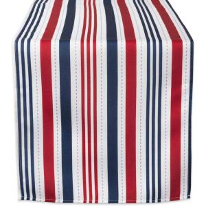 imageDII Patriotic Stripes Tabletop Collection Stain Resistant ampamp Waterproof Table Runner 14x72 Red White ampamp Blue14x72 Runner