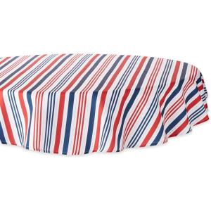 imageDII Patriotic Stripes Tabletop Collection Stain Resistant ampamp Waterproof Table Runner 14x72 Red White ampamp Blue60 Round