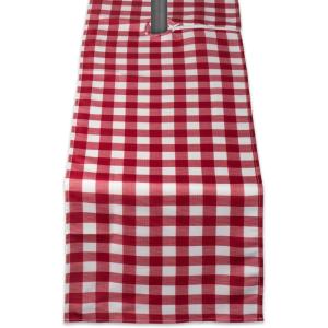 imageDII Red Check Outdoor Zippered Tabletop Collection Stain Resistant ampamp Waterproof 60quot Round Tablecloth Check14x72 Runner