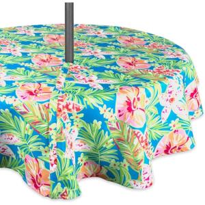 imageDII Summer Floral Outdoor Tabletop Collection Stain Resistant ampamp Waterproof 60quot Round wZipper Floral60 in round wZipper