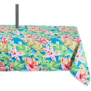 imageDII Summer Floral Outdoor Tabletop Collection Stain Resistant ampamp Waterproof 60quot Round wZipper Floral60 x 84 in wZipper
