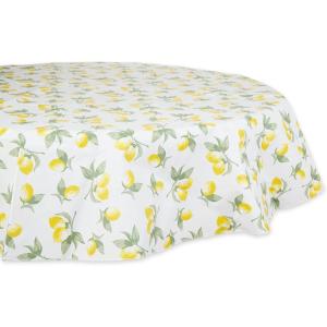 imageDII Summer Lemon Vinyl Tabletop Collection Flannel Backed Tablecloth IndoorOutdoor 70quot Round70 Round