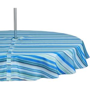 imageDII Summer Stripe Outdoor Collection Tabletop Tablecloth 60x84quot wZipper CAMZ34858Blue Ocean