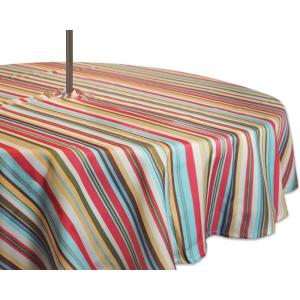imageDII Summer Stripe Outdoor Collection Tabletop Tablecloth 60x84quot wZipper CAMZ34858Sunset