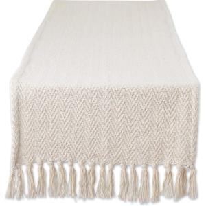 imageDII Woven Basic Tabletop Collection Chevron Table Runner 15x72 GrayOffwhite