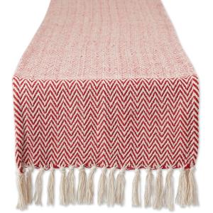 imageDII Woven Basic Tabletop Collection Chevron Table Runner 15x72 GrayRed