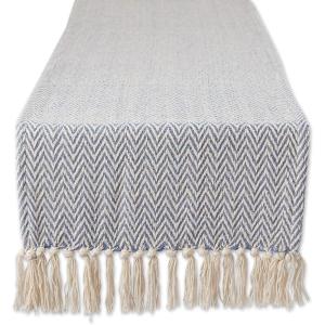 imageDII Woven Basic Tabletop Collection Chevron Table Runner 15x72 GrayStone Blue